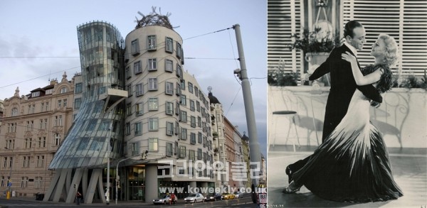 ▲ 댄싱 빌딩은 20세기 미국의 전설적인 댄싱 커플을 대상으로 춤추는 한 쌍의 남녀를 형상화했다. 폭격으로 훼손된 도시를 재건하면서 새로운 이미지의 도시를 만들려는 의도에서 파격적으로 세워졌다.   