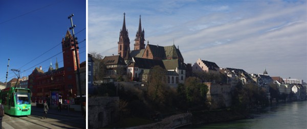  ▲바젤 시청사와 매력적인 트람(왼쪽), 라인강에서 바라본 바젤 뮌스터 성당