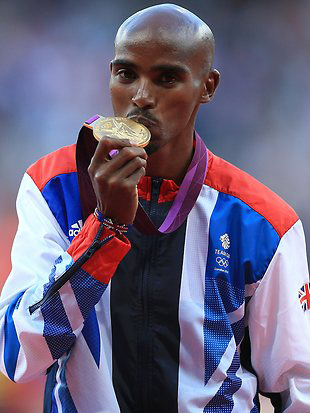 ▲ 소말리아 출신의 영국 육상선수 모 패러는 런던올림픽에서 2개의 금메달과 국제대회에서의 훌륭한 성적으로 영국 육상의 영웅이 되는데 그는 무슬림으로서 신에 대한 믿음이 자신의 성공에 커다란 영향을 미쳤다고 말한다.